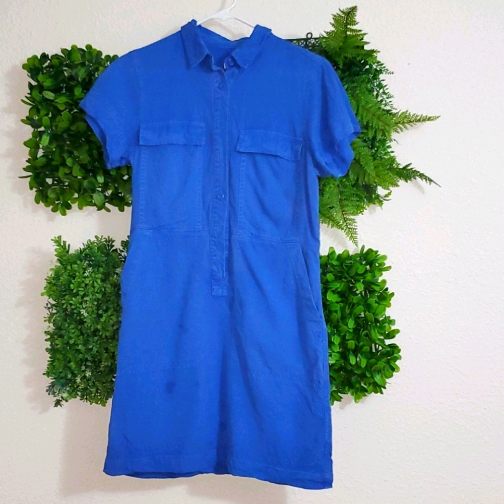 Blue Dress Utility Style with Side Pockets